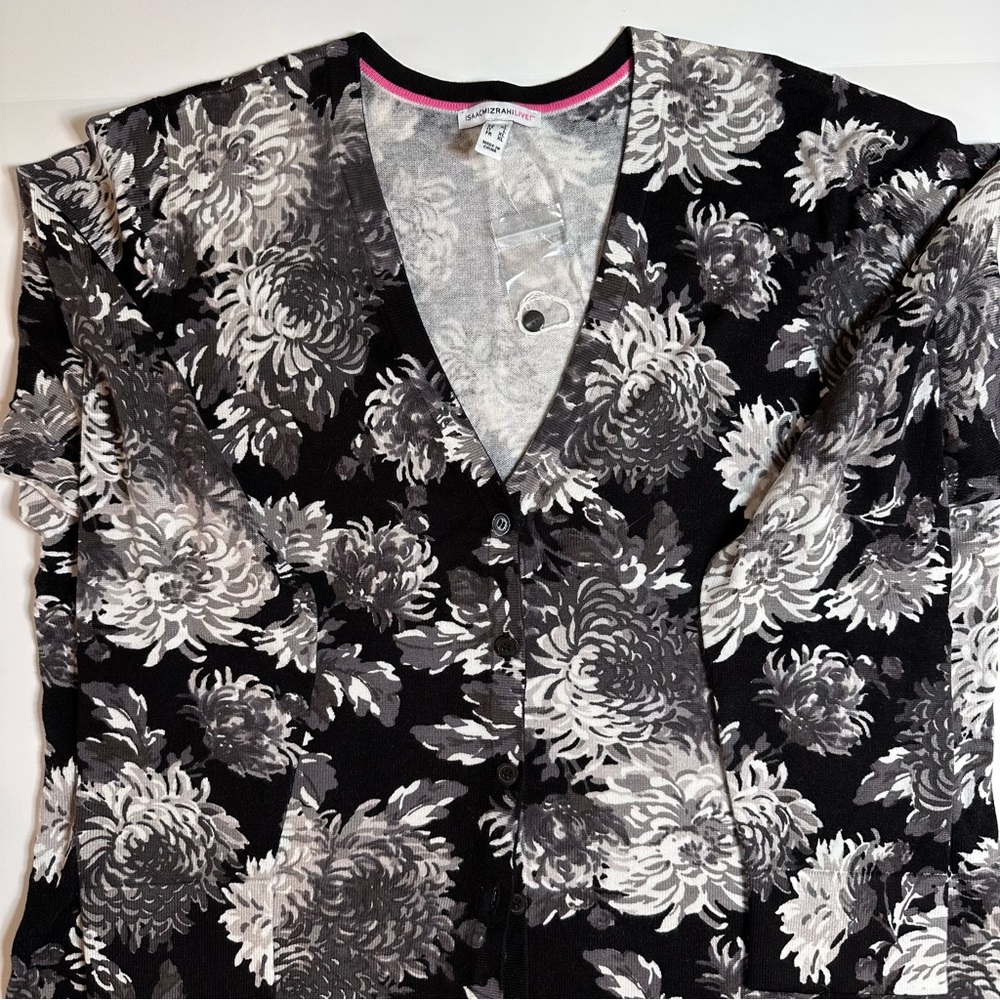 Isaac Mizrahi Live Flower Cardigan New Size L